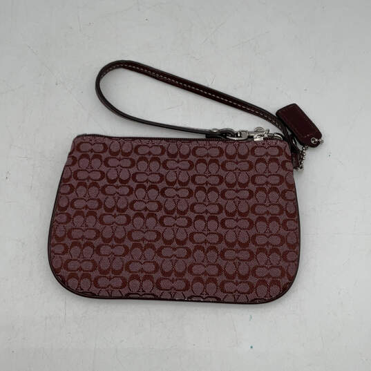 Womens Red Signature Print Bag Charm Inner Pocket Wristlet Wallet image number 2