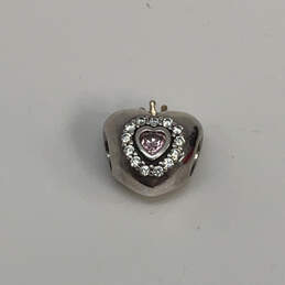 Designer Pandora S925 Sterling Silver CZ Heart Beaded Charm w/ Dustbag