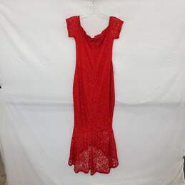 AX Paris Red Lace Short Sleeve Lined Long Evening Dress WM Size 4 NWT alternative image
