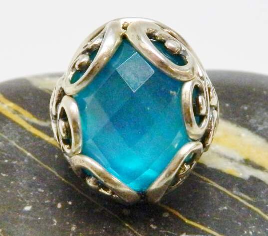 Carolyn Pollack 925 Teal Mother Of Pearl Doublet Swirl Ring 15.7g image number 1