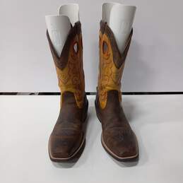 Men's Brown Leather Western Boots Size 9