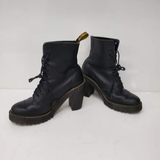 Dr. Marten Black Pebble Grain Leather 10 Hole 3.5 Inch Heel Kendra Boots Size 8 image number 3
