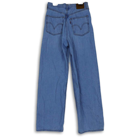 Mens Blue Denim Medium Wash Pockets Regular Fit Wide Leg Jeans Size 26 image number 2