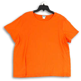 Womens Orange Crew Neck Short Sleeve Pullover Cropped T-Shirt Size XX