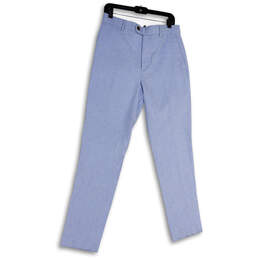 NWT Mens Blue Flat Front Slash Pocket Tailored Fit Dress Pants Size 32X32