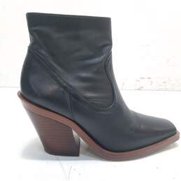 Vince Camuto Amtinda Black Leather Stacked Square Heel Booties Women’s Size 6