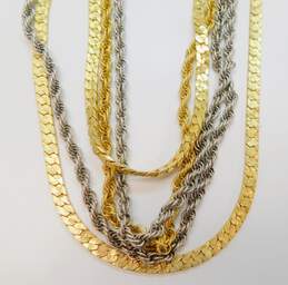 Vintage Goldette New York Goldtone & Silvertone Textured Curb & Twisted Rope Multi Chains Layered Statement Necklace 134.9g alternative image