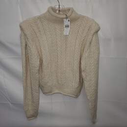MNG Jersey 210 Fonda Pullover Turtleneck Sweater W/Shoulder Pads NWT Size L