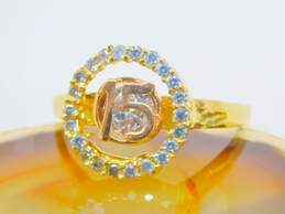 14K Two Tone Gold Quinceanera 15 Cubic Zirconia Ring 3.0g alternative image