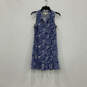 Womens Blue White Paisley Sleeveless Ruffle Hem Pullover Mini Dress Size XS image number 1