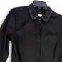 Womens Black Long Sleeve Pointed Collar Button Front Shirt Dress Size 1 image number 3