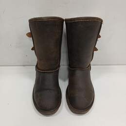 Bearpaw Boshie Style Brown Leather Winter Boots Size 10