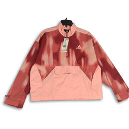 NWT Womens Pink Tie Dye Mock Neck Long Sleeve Anorak Jacket Size S