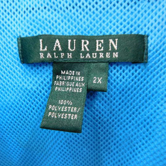 Ralph Lauren Womens Blue Hooded Zip Snap Rain Jacket w/ Gold Buttons Size 2X image number 5