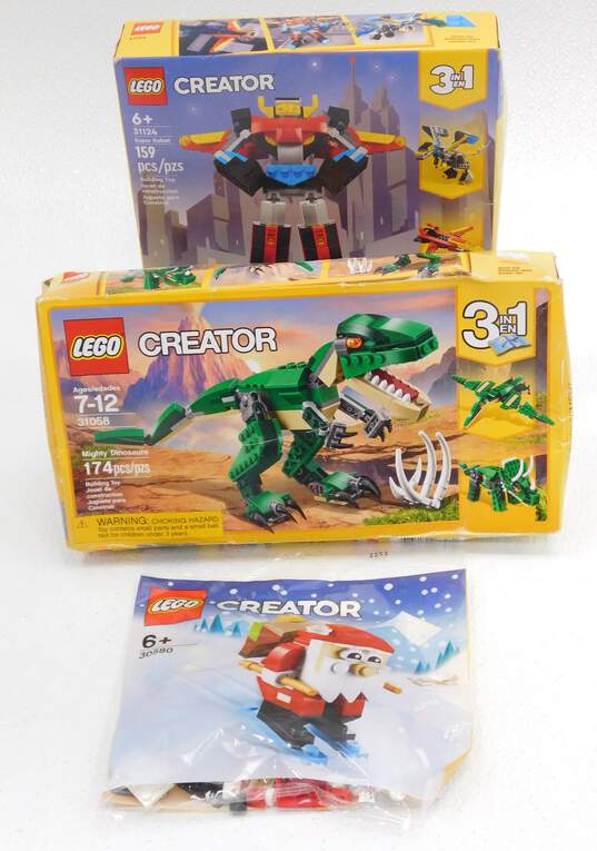 Creator Factory Sealed Sets 31124: Super Robot 31058: Mighty Dinosaurs & 30580: Santa Claus image number 1