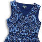 Womens Blue Paisley Sleeveless V-Neck Pullover Fit And Flare Dress Size M image number 3