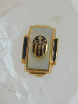 Vintage 10K Yellow Gold Mother Of Pearl Mercy Pin 1.5g