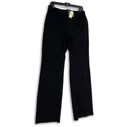 NWT Womens Black Flat Front Pockets Stretch Straight Leg Dress Pants Sz T10
