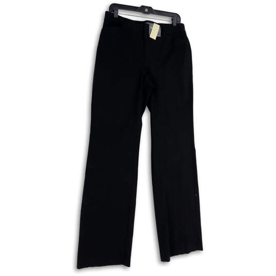 NWT Womens Black Flat Front Pockets Stretch Straight Leg Dress Pants Sz T10 image number 1