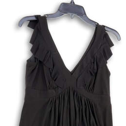 Womens Black Ruffled Sleeveless V-Neck Knee Length A-Line Dress Size 6 alternative image