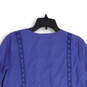 Womens Blue Lace Keyhole Long Sleeve Pullover Blouse Top Size M 10-12 image number 4