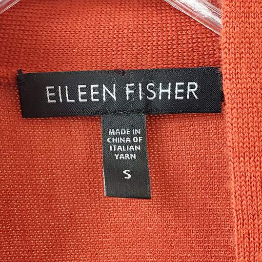 Eileen Fisher Orange Wool Cardigan Size S image number 3