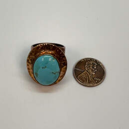 Designer Desert Rose Trading 925 Turquoise Stone Hammered Band Ring alternative image