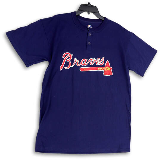 Mens Blue Short Sleeve #14 Atlanta Braves MLB Baseball T-Shirt Size L image number 1