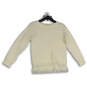 Womens White Long Sleeve Frange Hem Ribbed Pullover Sweater Size S image number 1