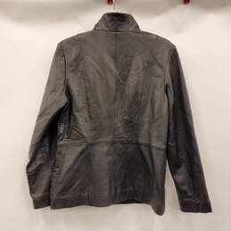 New York & Company Women Black Leather Zip Up Jacket sz M alternative image