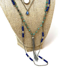 Designer Lucky Brand Silver-Tone Classic Multi Strand Beaded Chain Necklace