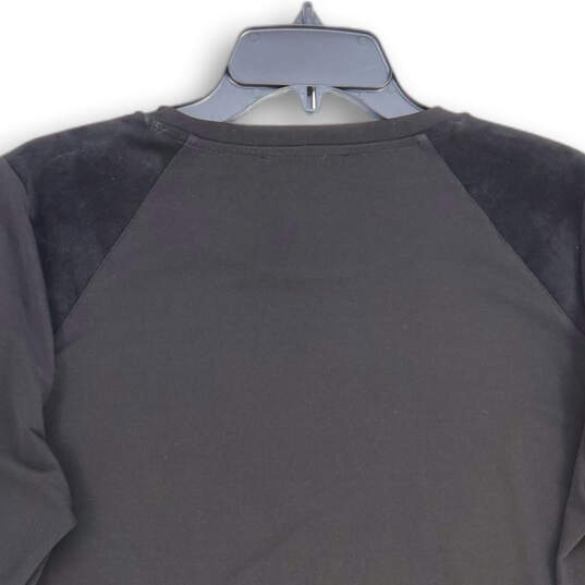 Womens Black Long Sleeve Crew Neck Asymmetrical Hem T-Shirt Size Small image number 3