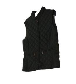 Womens Black Sleeveless Zipped Pockets Full Zip Quilted Vest Size XS alternative image