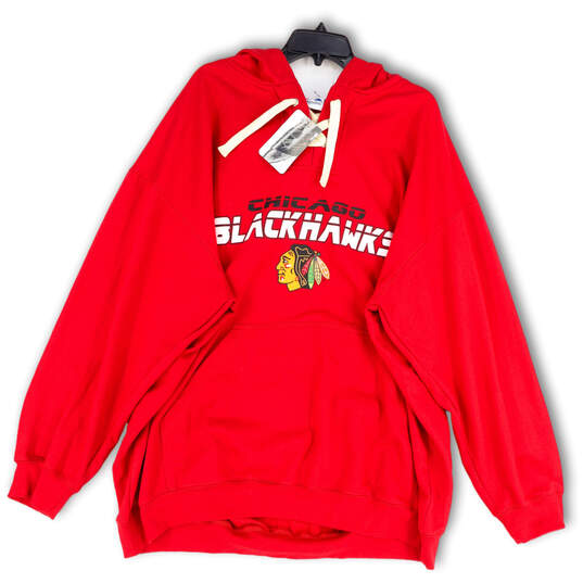NWT Mens Red NHL Chicago Blackhawks Long Sleeve Pullover Hoodie Size 4X image number 1