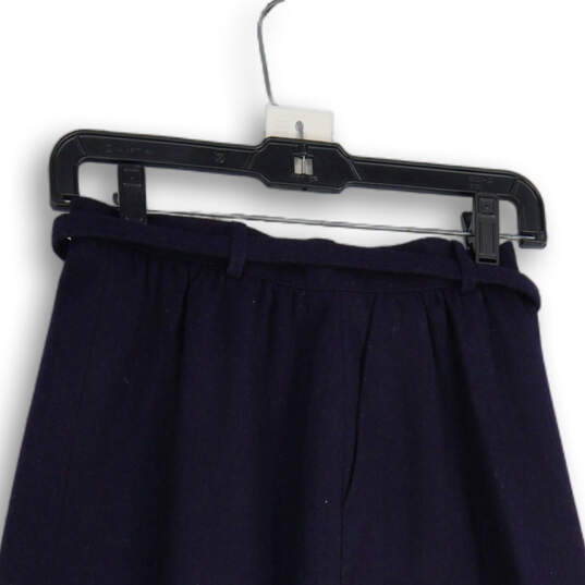 Womens Navy Blue Pleated Belted Long A-Line Skirt Size 8 image number 4