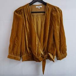 Madewell gold cropped velvet wrap top XS