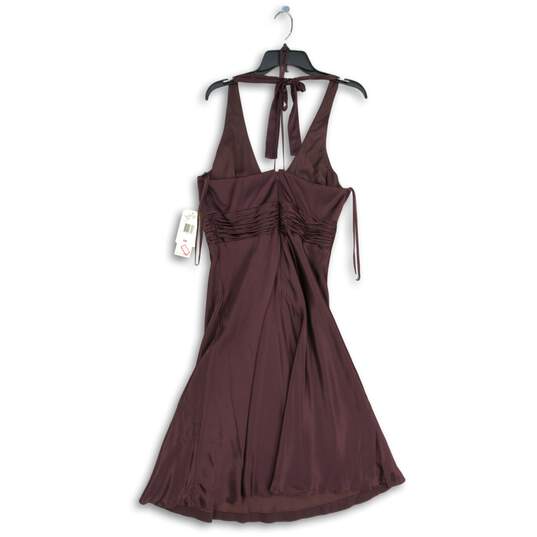 NWT Jones New York Womens Purple Halter Neck Back Zip A-Line Dress Size 10 image number 2