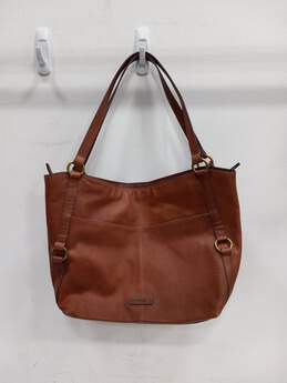 Fossil Pebble Grained Patter Brown Tote Handbag