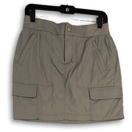 Womens Gray Flat Front Cargo Pocket Stretch Mini Skort Skirt Size 4