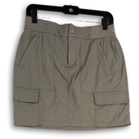 Womens Gray Flat Front Cargo Pocket Stretch Mini Skort Skirt Size 4 image number 1