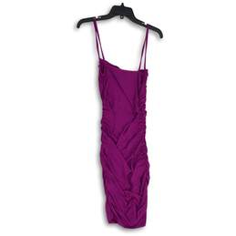 NWT Womens Purple Spaghetti Strap Square Neck Side Button Ruched Mini Dress XS alternative image
