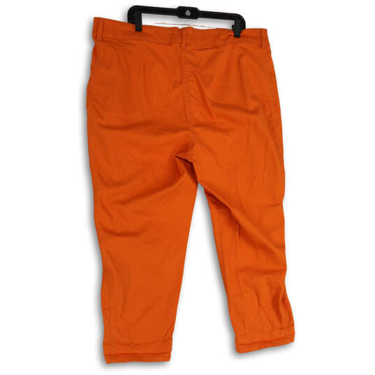 NWT Womens Orange Flat Front Straight Leg Cropped Pants Size 22 image number 2