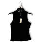 NWT Womens Black Lace Mock Neck Sleeveless Pullover Blouse Top Size XS image number 1