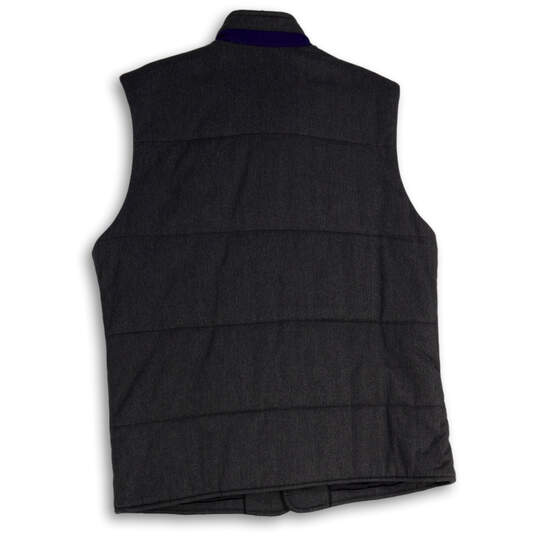 Mens Gray Welt Pocket Mock Neck Sleeveless Button Front Vest Size Large image number 2