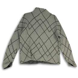Mens Gray Black Knit Geometric Mock Neck Long Sleeve Pullover Sweater Size L alternative image