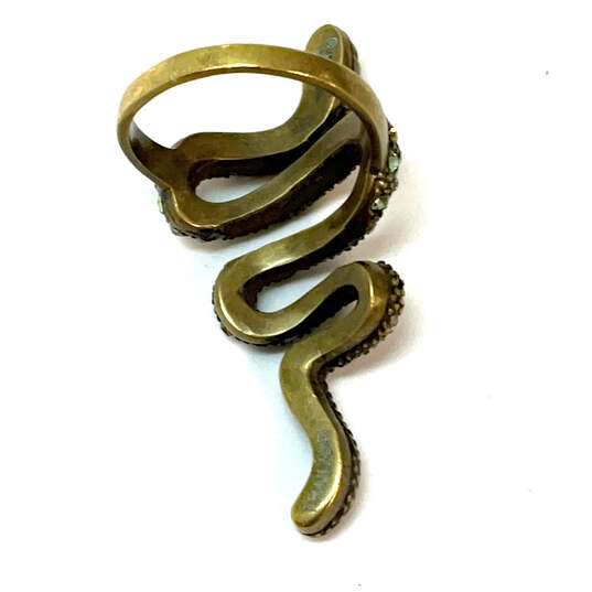 Designer Joan Rivers Gold-Tone Multicolor Rhinestone Snake Band Ring image number 3