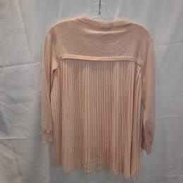 Adrianna Papell Pearl Blush Pleated Woven Back Sweater Women's Size S NWT alternative image