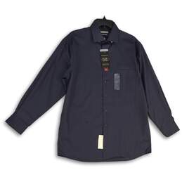 NWT Van Heusen Mens Blue Spread Collar Long Sleeve Button-Up Shirt Size 16