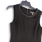 Womens Black Round Sleeve Sleeveless Pleated Back Zip A-Line Dress Size 8 image number 3