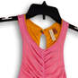 NWT Womens Pink Orange Scoop Neck Ruched Reversible Cropped Top Size Small image number 3